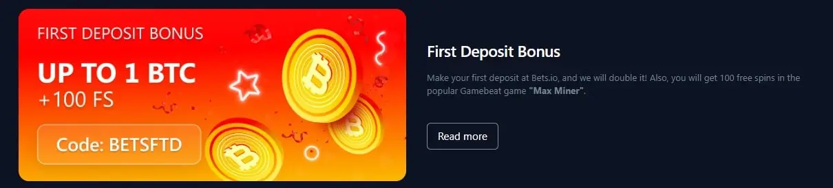 bets.io first deposit bonus